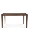The Bok Dining Table - Brown Teak by Ethnicraft features FSC-certified solid teak in a smooth dark brown finish, with four straight legs, shown against a plain white background.