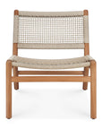 The Ethnicraft Jack Woven Outdoor Lounge Chair features a light wood frame with a beige Italian weave seat and backrest, shown from the front against a white background.