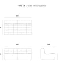 Line drawings of the Ethnicraft N701 Modular Sofa - Ecru (Eco Fabric) display top, front, and side views with dimensions: width 55.1", depth 35.8", height 30.0", and seat height 16.9".
