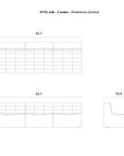 Diagram detailing the dimensions (in inches) of the Ethnicraft N701 Modular Sofa - Ecru (Eco Fabric): 82.7" W x 35.8" D x 30" H with a seat height of 16.9". Top, front, and side views showcase this stylish seating option.