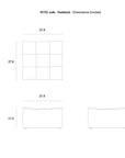 Diagram of the Ethnicraft N701 Modular Sofa - Ecru (Eco Fabric) footstool, size: 27.6" W x 27.6" D x 17" H, shown in top, front, and side views.