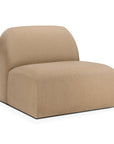 The Ethnicraft Bulky Modular Sofa in Light Sepia features a modern, armless design with a wide, low seat and curved backrest. Upholstered in luxurious light sepia fabric, it sits flush to the floor—ideal for minimalist modular setups.