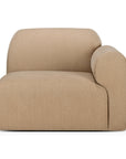 The Ethnicraft Bulky Modular Sofa in Light Sepia features a modern, minimalist design with soft curved lines, luxurious upholstery, and a single rounded right armrest for versatile comfort.