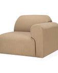 The Ethnicraft Bulky Modular Sofa in Light Sepia features a modern, armless design with a low, wide seat and backrest. Its sleek form, rounded edges, and minimalist lines offer contemporary comfort with luxurious light beige upholstery.