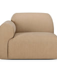 The Ethnicraft Bulky Modular Sofa in Light Sepia features a modern, minimalist design with rounded edges, high-density memory foam, and a single curved left armrest for added comfort.