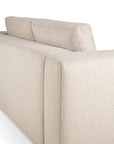 The Ethnicraft Mellow Sofa - Off White, crafted from recycled cotton, features two backrest cushions and clean modern lines, shown from the back against a white background.