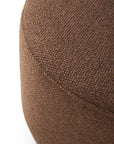 Close-up of the Ethnicraft Barrow Pouf - Copper / Large, a round pouf upholstered in premium Italian fabric with a brown textured finish, shown against a white background.