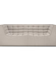 The Ethnicraft N701 2-Seater Sofa in beige showcases a modern, boxy silhouette with a deep seat and tufted cushion design, reflecting exceptional European craftsmanship. Photographed from the front against a white background, its modular construction offers both stylish appeal and versatile functionality.
