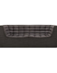 The Ethnicraft N701 2-Seater Sofa in dark grey features deep tufted cushions and a boxy, low-profile European design, shown from the front against a plain white background.