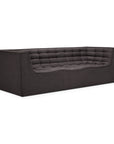 The N701 3 Seater Sofa in Dark Grey by Ethnicraft showcases a modern, minimalist design inspired by European aesthetics. Featuring clean lines and a boxy shape, this modular sofa offers tufted cushioning, a low back, and a deep seat upholstered in contemporary dark gray fabric.