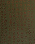 Simple, abstract brown hand-drawn circles form vertical rows on an olive green background, echoing Ethnicraft’s design from the Second Nature Tray collection.