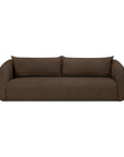 A modern dark brown Figur Sofa | 3 Seater by Ethnicraft, featuring rounded armrests and two matching back cushions, displayed against a plain white background—ideal for contemporary living spaces.
