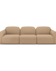 The Ethnicraft Bulky Modular Sofa - Light Sepia is a modern three-seater with soft, rounded edges and luxurious light brown upholstery, shown from the front against a plain white background.