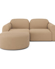 The Ethnicraft Bulky Modular Sofa - Light Sepia features a modern design with rounded edges, an attached left-facing chaise lounge, and is upholstered in luxurious fabric for a sophisticated touch.
