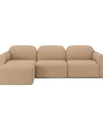 The Ethnicraft Bulky Modular Sofa - Light Sepia is a modern three-seater sectional with a left chaise, plush upholstery, and rounded armrests, shown on a plain white background.