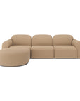 The Ethnicraft Bulky Modular Sofa – Light Sepia is a three-seater with a left rounded chaise, smooth curved edges, minimalist design, and high-density memory foam for ultimate comfort.