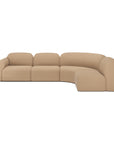 The Ethnicraft Bulky Modular Sofa - Light Sepia is a modern L-shaped sectional with high-density memory foam cushions, rounded edges, and a smooth minimalist design in a modular layout on a white background.