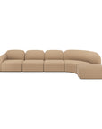 The Ethnicraft Bulky Modular Sofa - Light Sepia is a modern piece with plush, rounded cushions and a right-side extended chaise, shown on a white background.