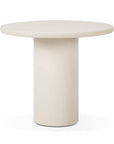 The Ethnicraft Elements Dining Table features a round beige microcement top and a single cylindrical pedestal base, showcasing minimalist elegance from the Elements collection against a white background.