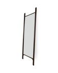 The Pi Floor Mirror - Wide by Ethnicraft features a tall, rectangular design with a dark handcrafted wood frame and two slightly angled vertical legs, standing against a plain white background.