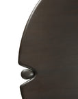Close-up of the Ethnicraft PI Coffee Table in smooth-finished mahogany, featuring a dark brown circular design with a small rounded edge extension.