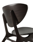 The Ethnicraft Eye Lounge Chair - Mahogany is shown from a rear side angle against a white background, featuring a curved backrest, round seat, and sleek minimalist design with smooth lines and European refinement.