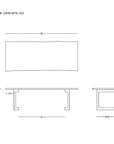 Technical drawing of the Mars Live Edge Dining Table - Walnut with Curved Leg, featuring top, side, and end views with measurements. SOBU logo appears in the bottom right corner.