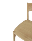 Close-up of the Ethnicraft PI Dining Chair - Oak, showing its curved light wood backrest, seat, and two legs against a plain white background. Only part of the backrest, seat, and legs are visible.