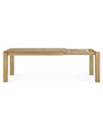 The Slice Extendable Dining Table - Oak by Ethnicraft features a rectangular oak top, four straight legs, and a hidden extension mechanism for lengthening the surface.