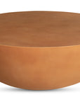 The Insitu Coffee Table by Moes features a round, minimalist design with a smooth matte terracotta finish, wide flat top, and curved bowl-like base—an ideal sculptural piece for contemporary home decor.
