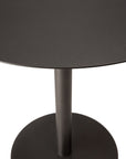 An Ethnicraft Blend Dining Table - Dark Bronze Metal, round with a central pedestal base, is shown from above on a white background; features interchangeable table tops for flexible styling.