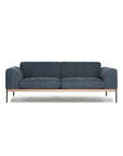 The Department Sofa 81" by Wooden Stories is a modern dark gray two-seater with Danish lines, square armrests, an FSC-certified oak solid wood plinth, and slim black metal legs, shown isolated on a white background.