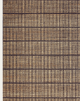 The Trellis Rug - Natural & Bison by Armadillo&Co features a grid pattern of dark and light brown stripes, offering a rough, natural texture reminiscent of handwoven jute or traditional straw mats.