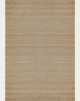 The Trellis Rug - Natural & Sandstone by Armadillo&Co is a square beige rug with a subtle horizontal stripe pattern and natural fiber texture, handwoven from wool and jute, shown against a plain white background.