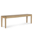 The Ethnicraft Bok Bench - Oak is a long, rectangular bench made of solid oak with a smooth finish and four straight legs, displayed against a plain white background.