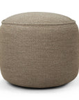 The Donut Outdoor Pouf - Mocha by Ethnicraft features a round shape and textured mocha-colored outdoor fabric, displayed on a plain white background.