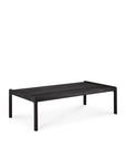 The Jack Outdoor Coffee Table by Ethnicraft features a minimalist black teak rectangular design with four straight legs and a smooth surface, showcased against a plain white background.