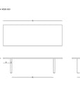 Technical drawing of the Tommaso Dining Table - Wood Legs by SOBU, with labeled dimensions and top, side, and end views shown. "Tommaso Dining Table - Wood Legs" and "SOBU" appear on the image.