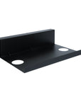 The Ethnicraft Metal Cable Tray features a black metal build with raised edges, two circular base cutouts, and a back panel for wall mounting—perfect for under-desk cable organization with minimalist European-inspired style.