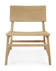 The Ethnicraft N2 Lounge Chair - Oak features a wide seat, angled backrest, and sturdy legs in European oak, shown from the front on a white background—an embodiment of simple modern design and classic European refinement.