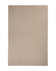 The Ethnicraft Nomad Outdoor Rug is a rectangular, light beige rug made from recycled PET yarns with a simple solid design, shown on a white background.