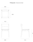 Line drawings of the Ethnicraft PI Dining Chair - Teak Dark Brown, shown from top, front, and side views with dimensions in inches: 19.0"W x 21.0"D x 31.0"H; seat height: 18.5".