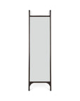 The Ethnicraft Pi Floor Mirror - Narrow is a tall, rectangular mirror with a dark wooden frame and two vertical side supports, shown against a white background.