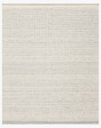 A rectangular, flat-woven Sloane Rug - Sky by Loloi, hand-woven in a light gray tone with subtle horizontal lines and stitched edges, is displayed against a white background.