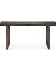 The Stability Console - Umber by Ethnicraft is a rectangular dark wood table with classic European refinement, a simple modern design, flat tabletop, and two wide rectangular legs on either side.