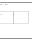 Minimalist line drawing of a left-facing sectional sofa, shown from above. The design features SOBU’s Woody Sofa (One Arm) in white ash with natural kapok cushions—handcrafted San Francisco style.