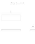 Diagram displaying dimensions of Ethnicraft Wall Shelf - Oak: main rectangle measures 27.6" wide x 8.7" high, with a depth of 2.0" shown in side view. Ethnicraft logo is positioned at the top left corner.