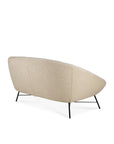 The Ethnicraft Barrow Sofa in Off White features a modern silhouette with fabric upholstery, a curved backrest, and slender black metal legs, shown from the back and side against a white background.