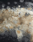 Abstract image with black, gray, beige, and white marbled textures evokes Ethnicraft’s Black Organic Glass Tray - Oblong / Medium, featuring hand-painted glass and organic, cloud-like circular and irregular shapes.