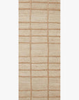 The Bodhi Rug - Ivory / Natural Grid by Loloi features a rectangular beige design with a simple light brown grid pattern, crafted from 100% jute for a Moroccan-inspired look.